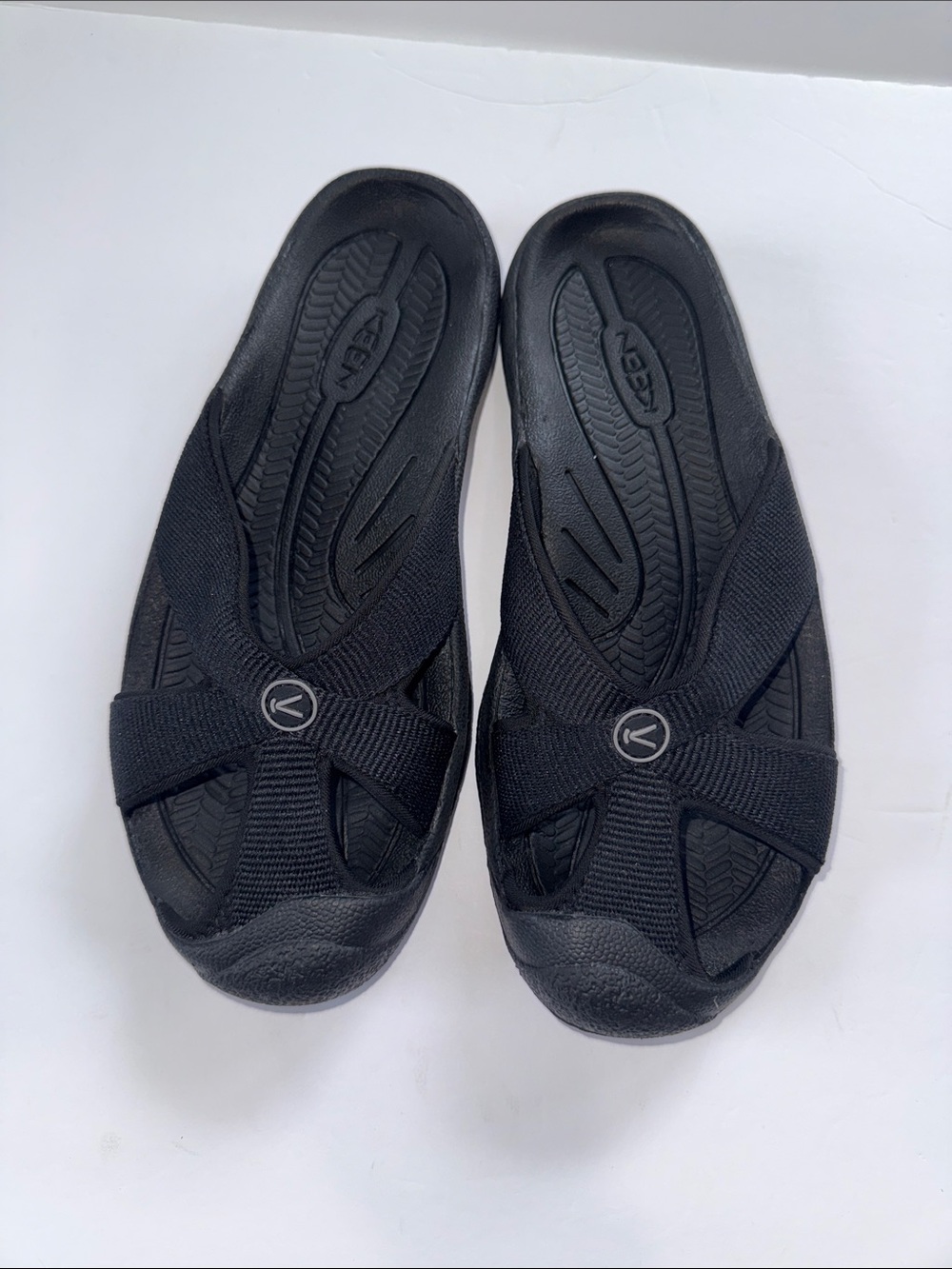 Keen Men's Black Cross-Strap Slide Sandals